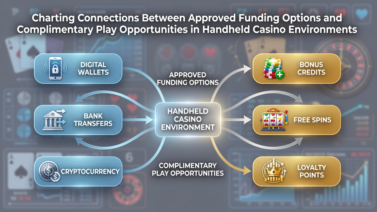Mobile casino interface displaying funding options alongside complimentary play rewards on a handheld device