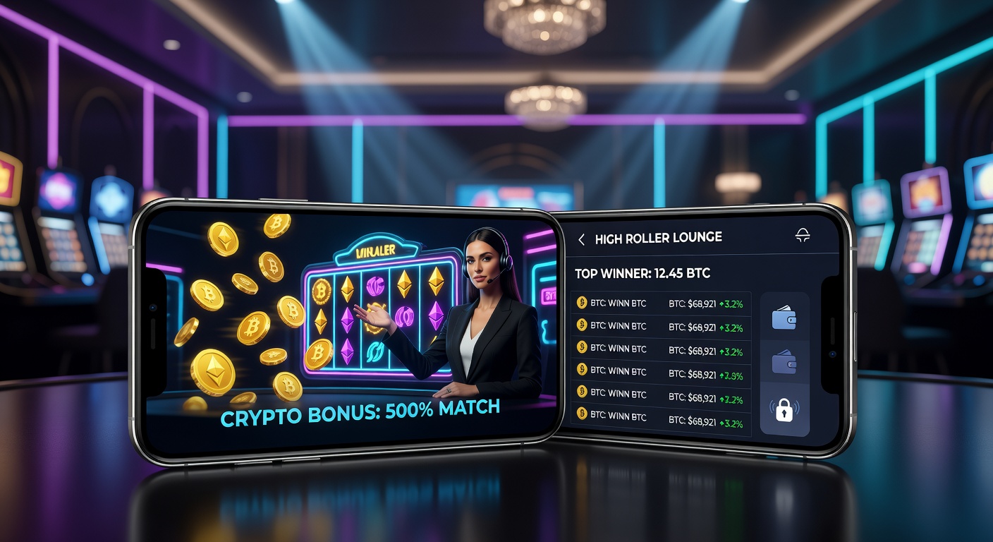 High roller player engaging with live dealer slots on a mobile device, highlighting crypto bonus features in action