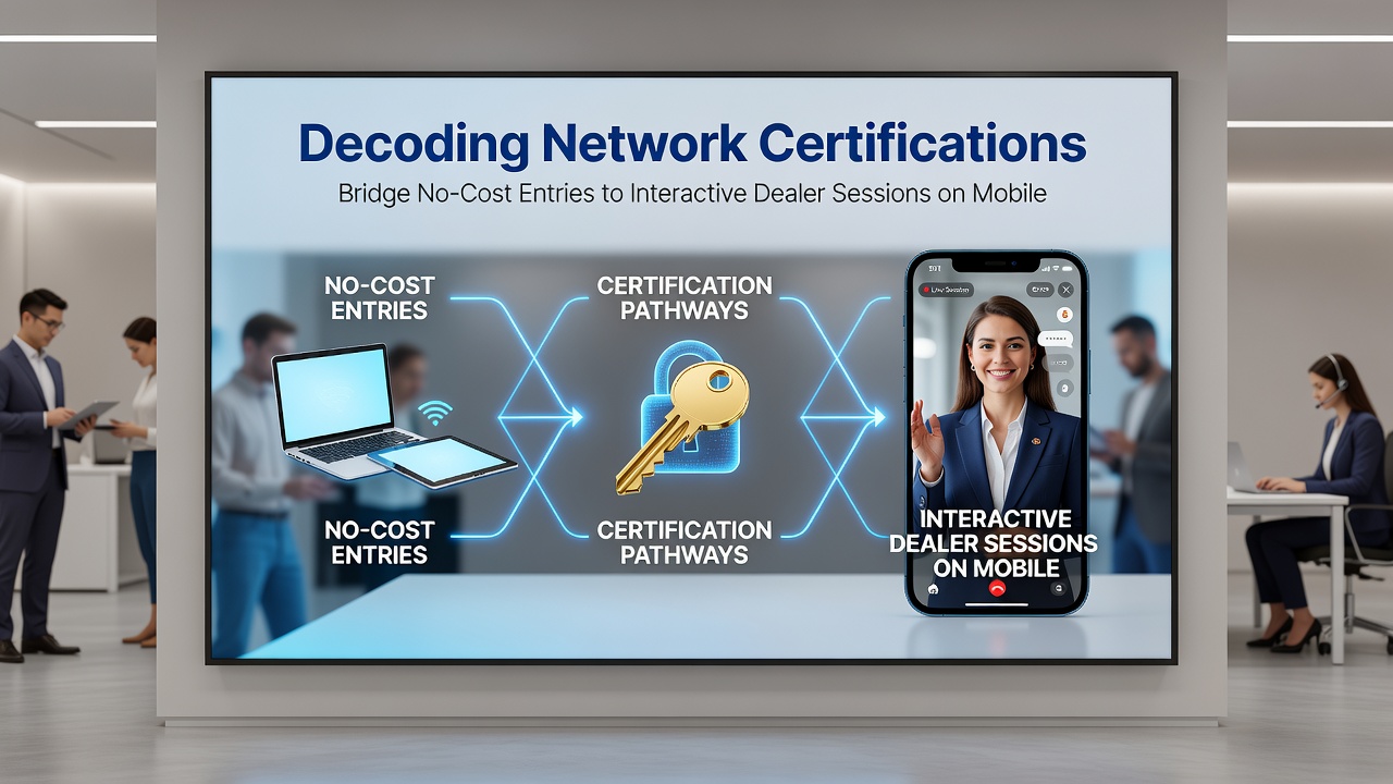 Mobile screen displaying live dealer table with certification badges and secure connection indicators