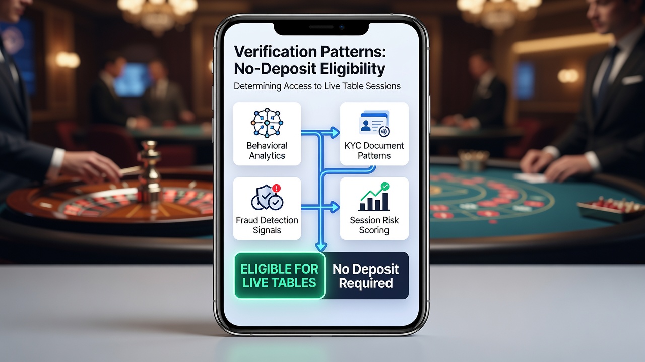 Analytics dashboard displaying verification scores and eligibility status for mobile casino users