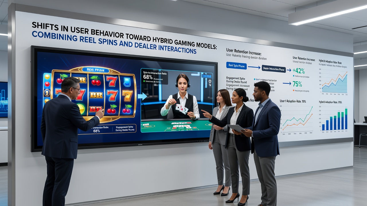 User analytics dashboard displaying session flow between reel and live dealer sections in a hybrid gaming app