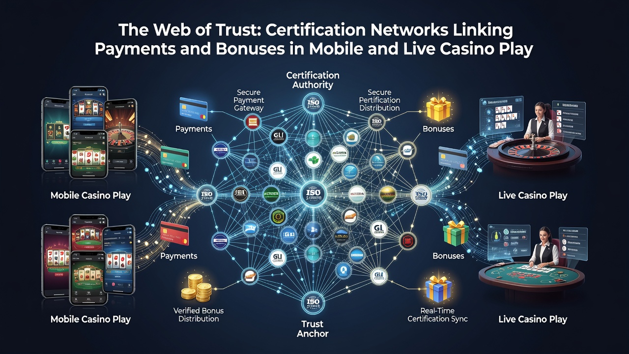 Illustration of secure transaction flow from mobile wallet to live casino bonus activation