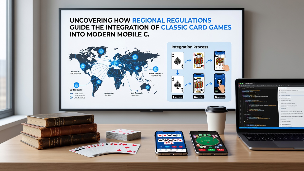 Mobile casino screen displaying poker and blackjack interfaces with regulatory compliance indicators